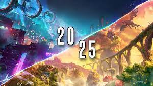 Split Fiction Two players interact with a split-screen environment showing two different art styles in Split Fiction.